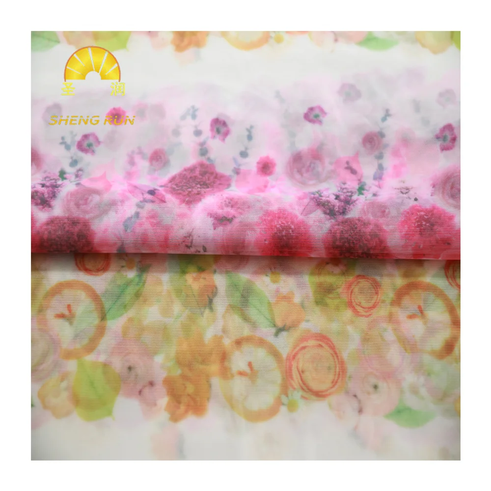 No MOQ Hot Selling Custom 100% Polyester Digital Printing Stretch Knitted Mesh Fabric