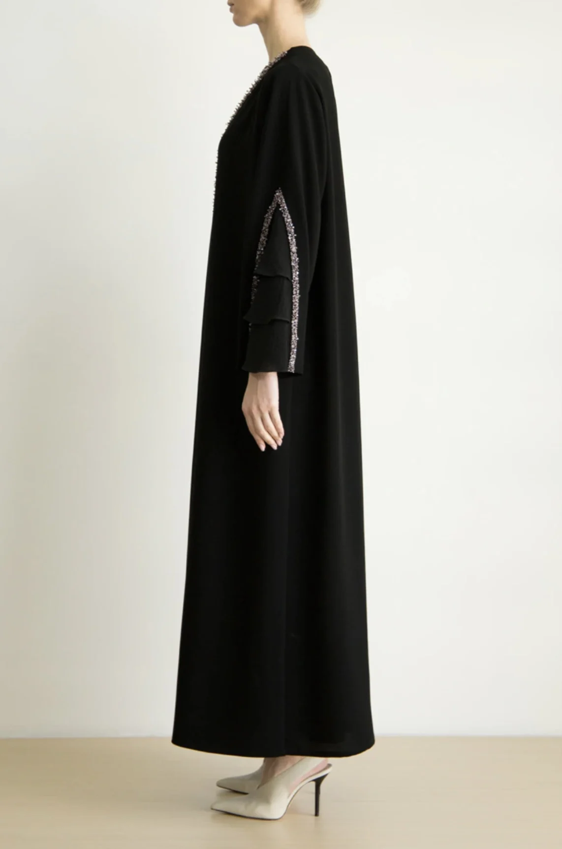 Saudi Arabic White Muslim Abaya Dress Long Sleeve Abaya Dress