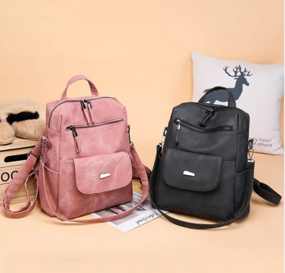 Hot Selling Women Back Pack Bags Laptop Korea PU Leather Backpack Made in China