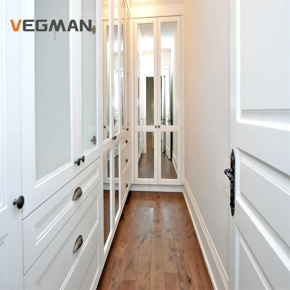 Сделанная на заказ мебель для гардероба из МДФ деревянный шкаф Распашные зеркальные двери