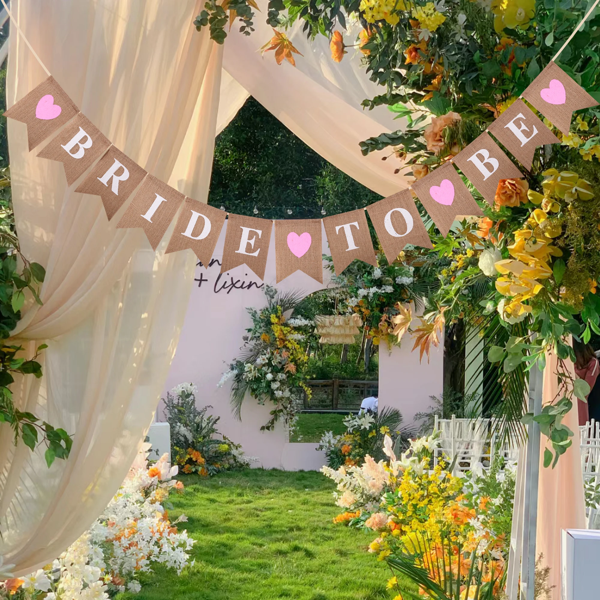 Burlap Bride to Be Banner for Bridal Showner Engagement Bachelorette Party Decorations Garland Wedding Photo Prop RC06281210