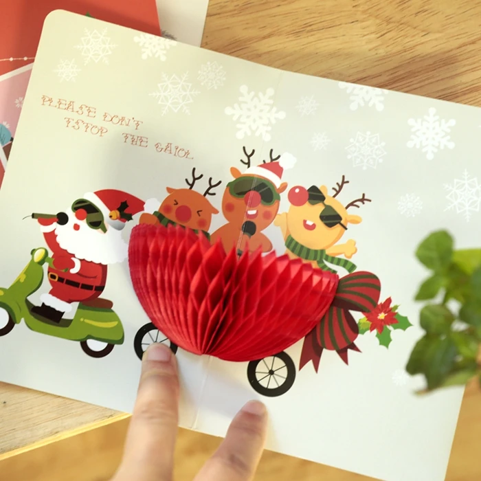 Wholesale custom 3D pop up  mary christmas greeting card series