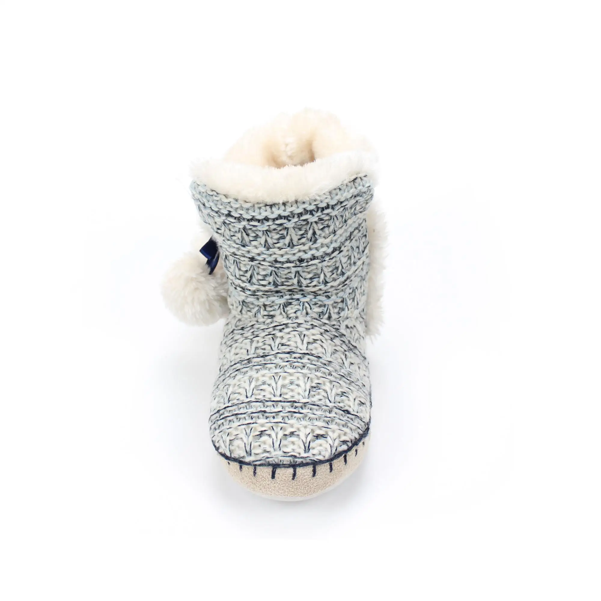 
knit two ball warm home woman TPR outsole indoor slipper boots 