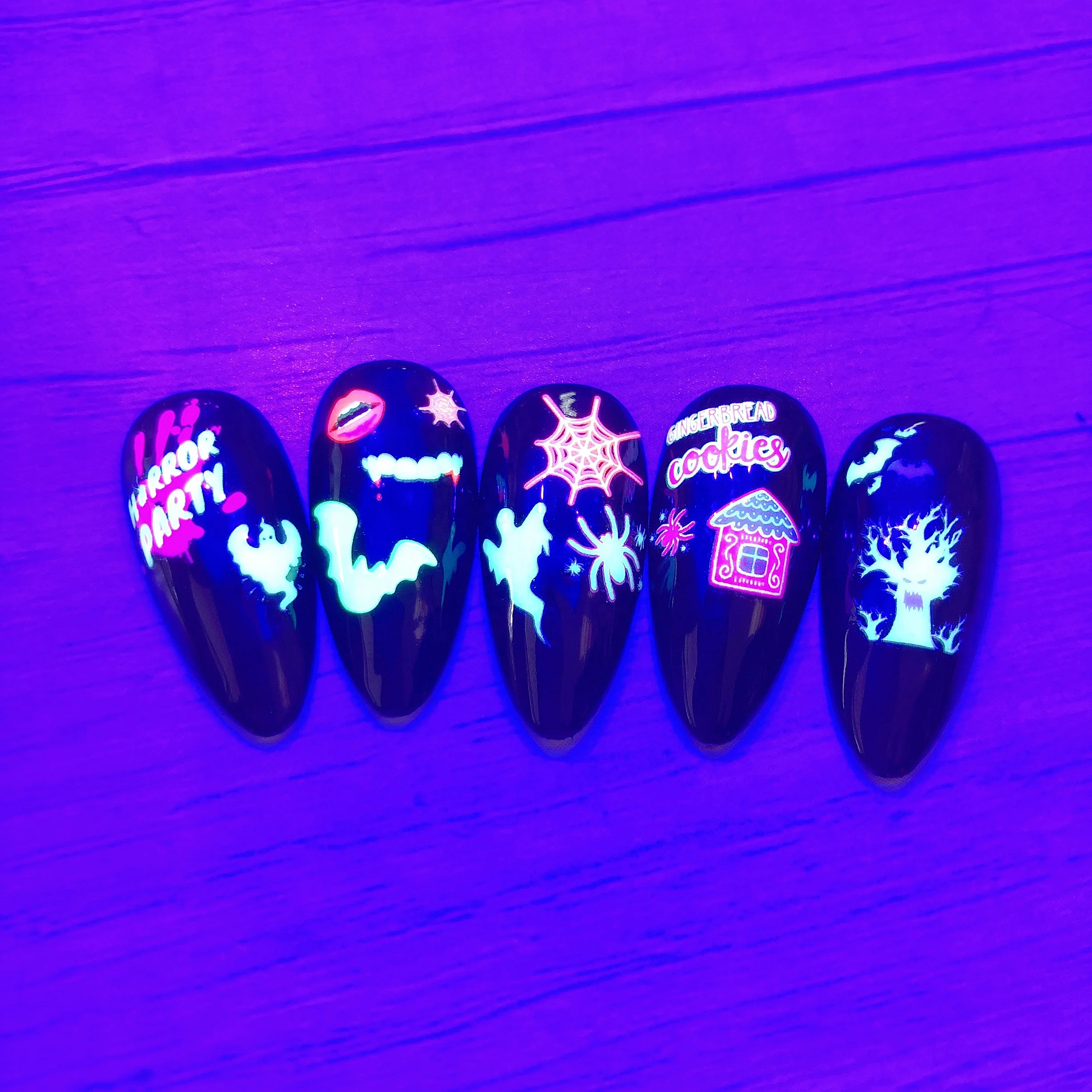 RTS Helloween Christmas Collection Luxury Nail Sticker Holiday Scene 3D Fluorescence
