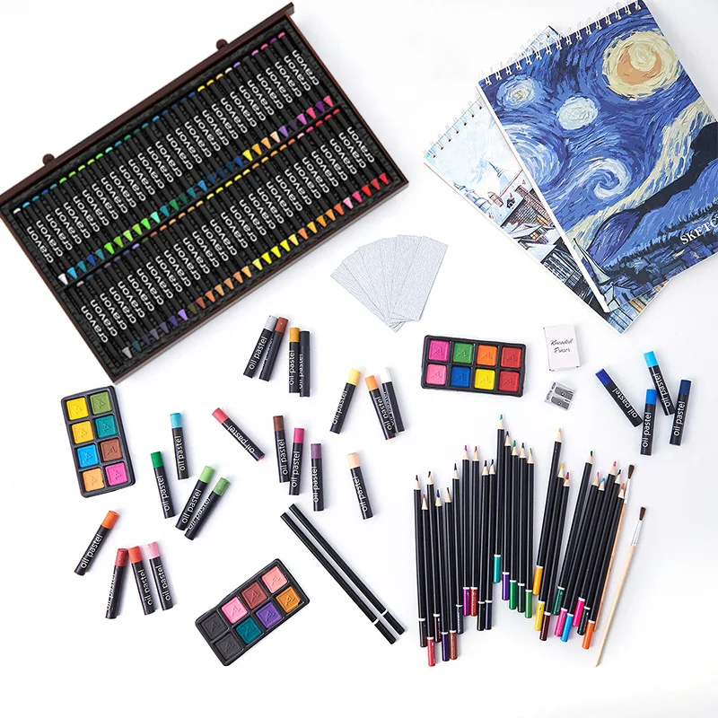 Bview Art Supplies Wooden Art Box 143 Piece Deluxe Art Set for  for Adults Artist Beginners Painting