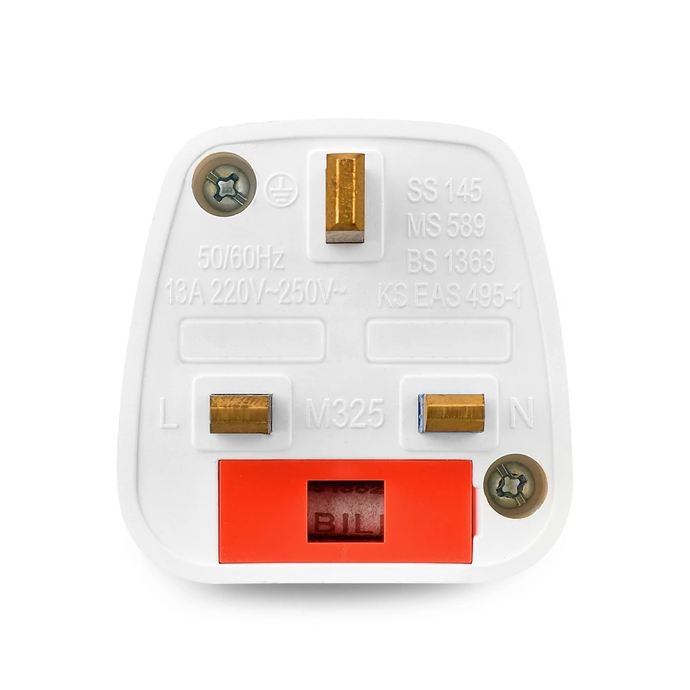 UK Tourist Travel Adaptor 3 Pin Plug Adapter 13A UK Visitors Power Plug With 13Amp Fused Converts EU UK Int