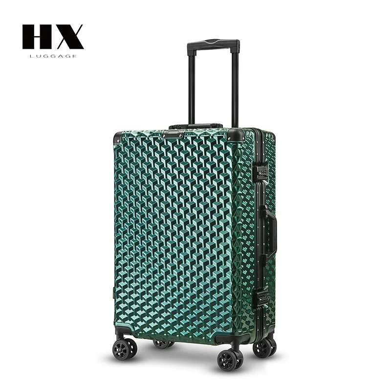 HX Waterproof 20/24/28 Inch 100% PC Hard Shell Aluminum Frame with TSA lock vintage suitcase Luggage set
