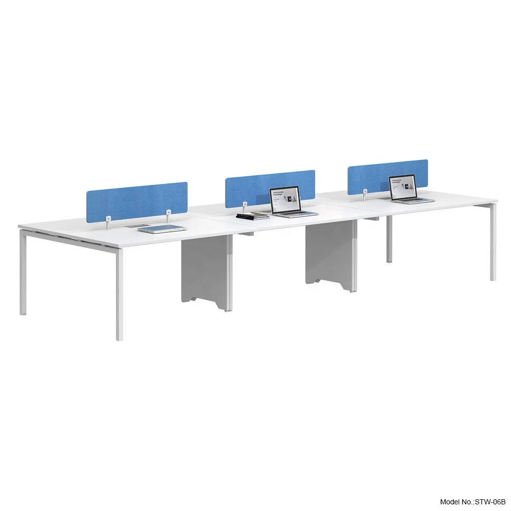 Modular commercial office furniture desk work station table steel leg metal frame staff desk table workstation desk for 6 people