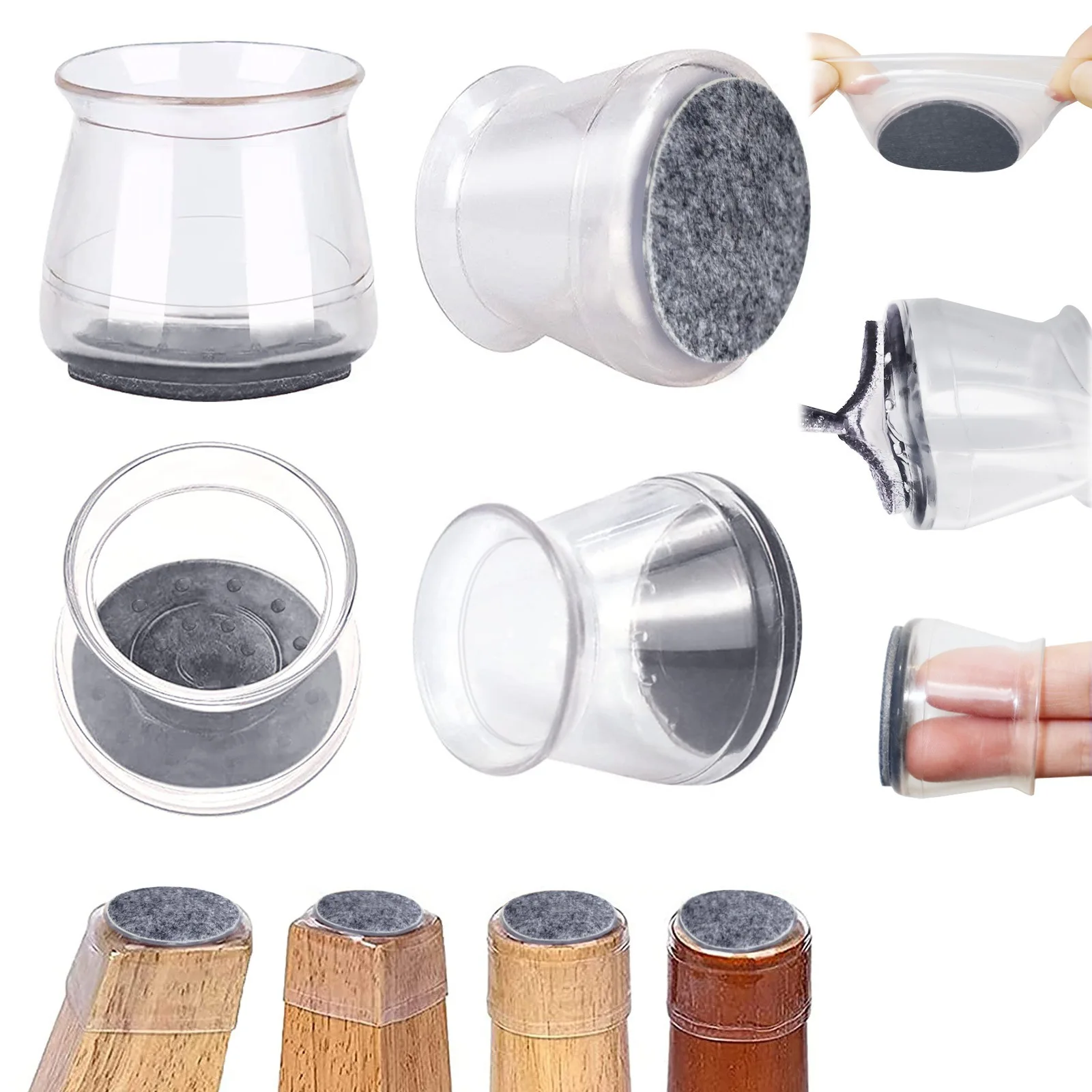 JTX708 Furniture Stool Chair Leg Cover Floor Protector Thickened Non-slip Mute Chair Leg Caps Silicone Table Chair Foot Cover