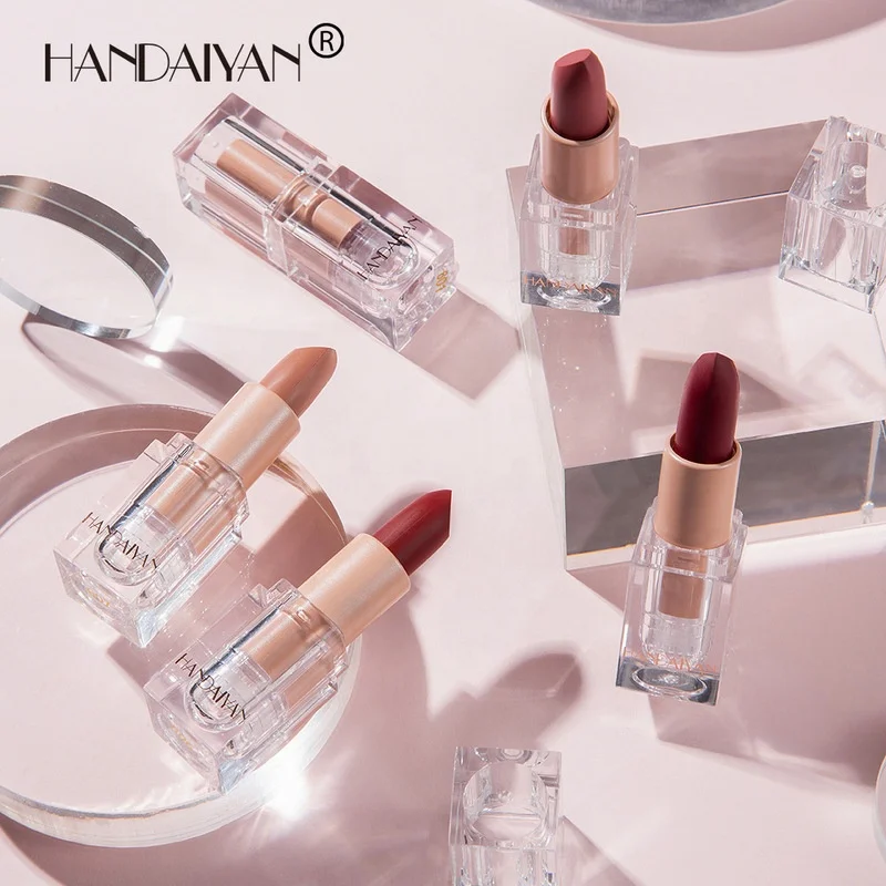 HANDAIYAN 2021 New Style Lipstick Private Label 12 Color Organic Ice Cubes  Bean Paste Toner Waterproof Matte Lipstick Vendor