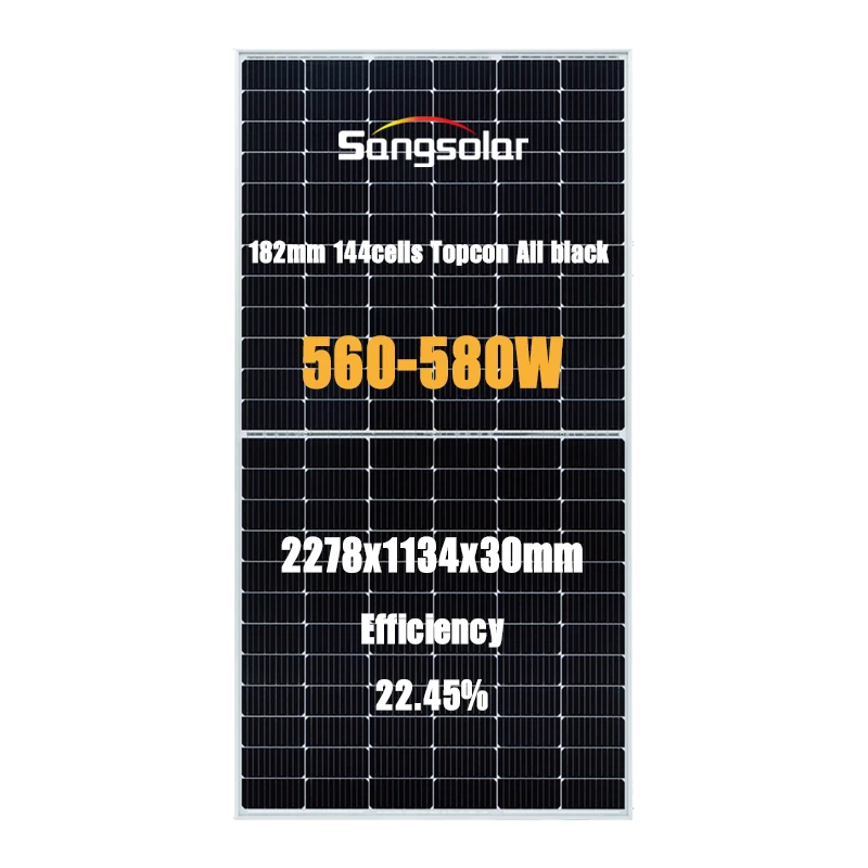 All Black 530W 540W 555W Hybrid Bifacial Solar Panel for Home Use N-Type Half Cell Topcon Technology PERC