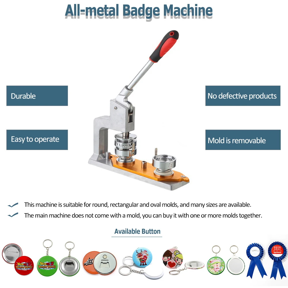 58MM High Efficiency Manual Plastic Button Maker Badge Buttons Making Machine New Used Condition Keychain Button Making Machines