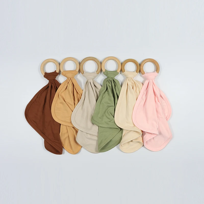 Двойное бамбуковое органическое хлопковое детское одеяло с узелком и съемным кольцом для прорезывания зубов из Букового дерева