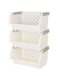 Wholesale Kitchen Bathroom Storage Basket Multi-Layer Stackable Fruit And Vegetable Basket Household Storage Rack
