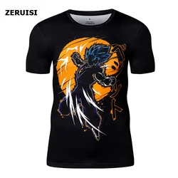 Wholesale Short Sleeve Tshirts Camiseta De Anime De Goku 3d Graphic T Shirt Oversized Cartoon Clothing Men Anime T-shirts