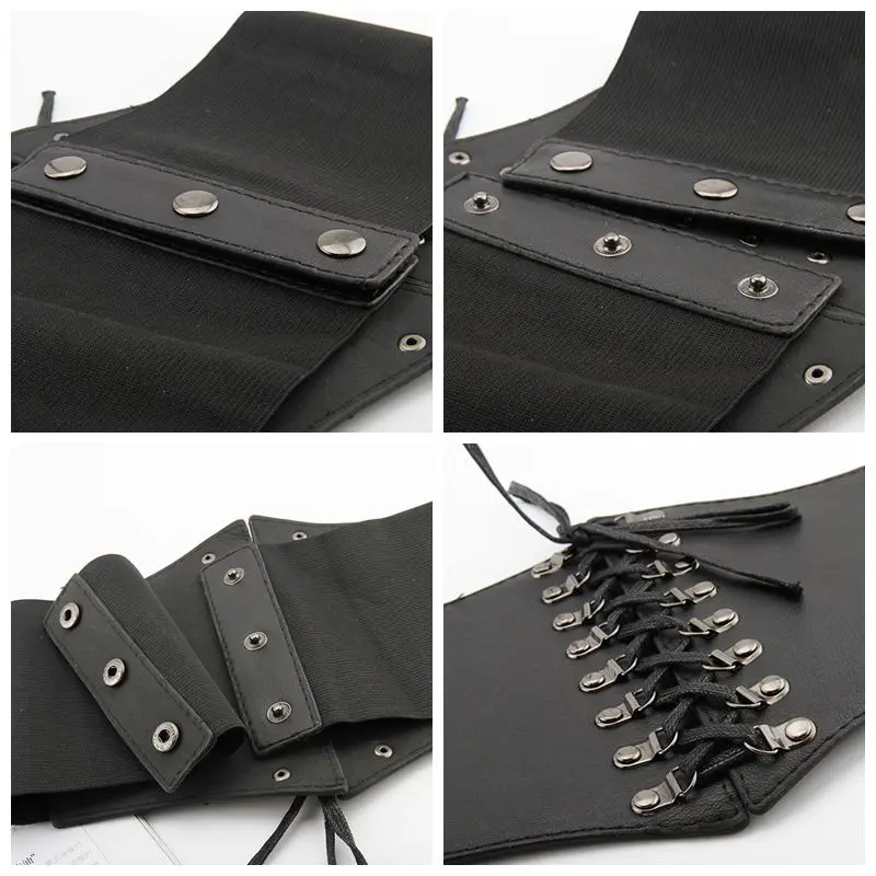 New Corset Punk Black Wide Belt Pu Leather Slimming Body Belts for Women Elastic High Waist Belt Female Cummerbunds