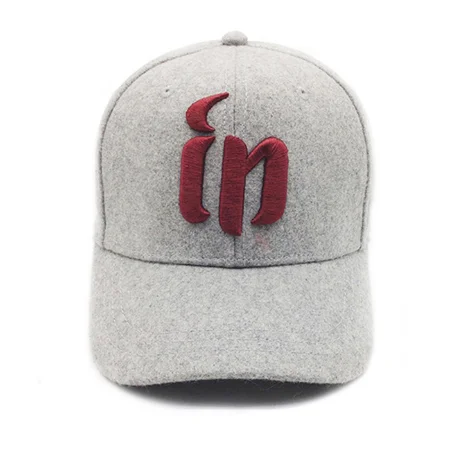 100% Wool Custom Logo 3D Embroidery Cap Wholesale