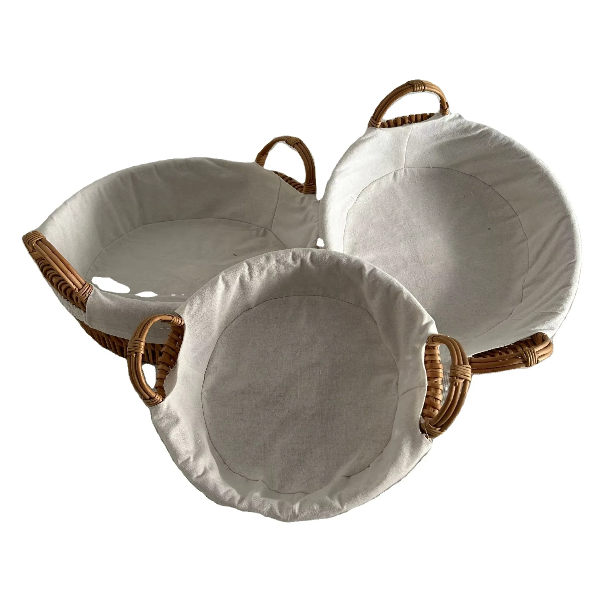 Handmade Decorative Woven Wicker Fruit Bread Picnic Basket Set And Small Willick Breakfast Storage Basket With Lining