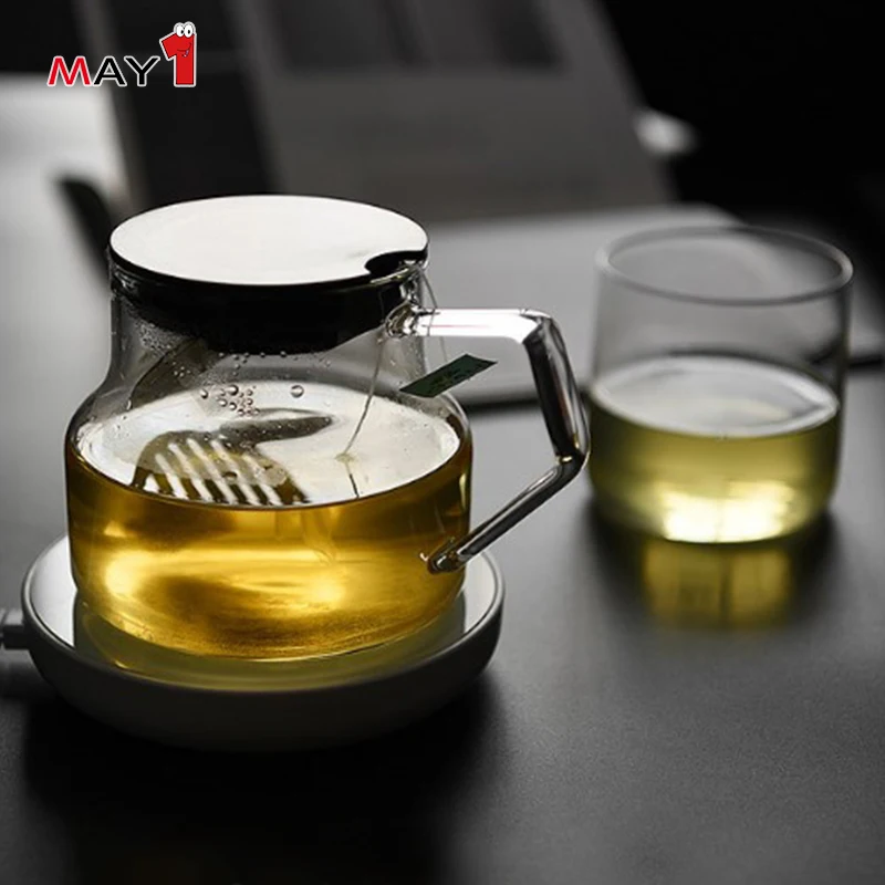 Minimalist high clear thermo proof cooking frozen glass filter tea pitcher