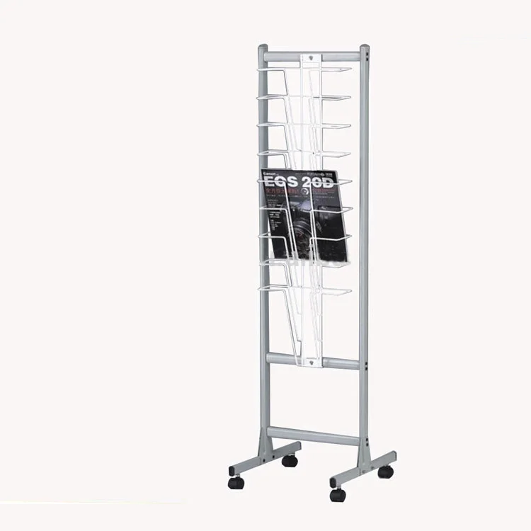 Hot Sale Tiered Folding Metal Book Display Stand, Tabloid Newspaper Display Racks