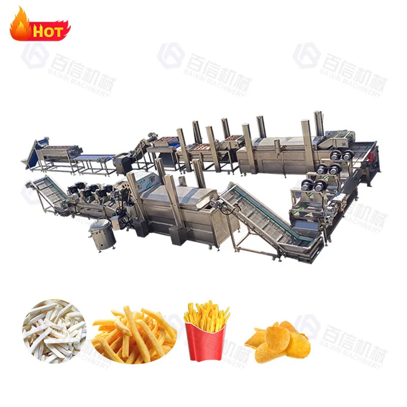 Baixin Capacity 50-1000kg/h Frozen French Fries Production Line Small Potato Chips Fried French Fries Line Price