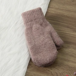 Wholesale Rabbit Hair Hand Sets Ladies Lovely Double Winter Wool All Finger Warm Velvet Thickened Knitted Mittens