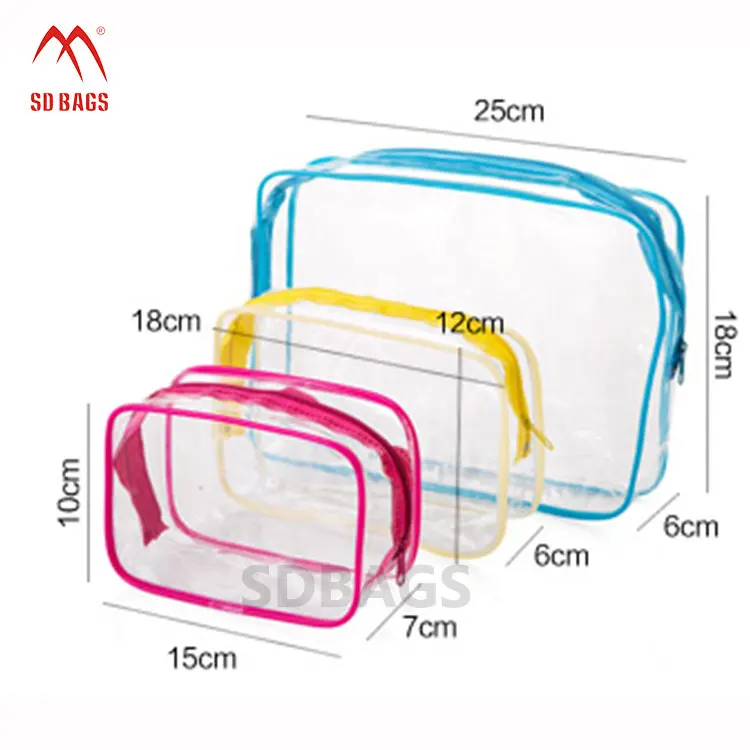 Cosmetic Bag Hot-sale High Quality Stock PVC Fashion 0.15mm PVC Zipper No Printing without Printing 15x10x7cm 18x12x6cm SDS-PV-1