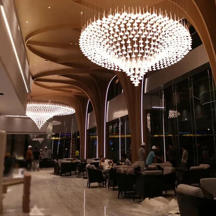 AMJ Nordic Style Big Hotel Hanging Large Living Room Wedding Long Led Modern Ceiling Luxury Chandelier