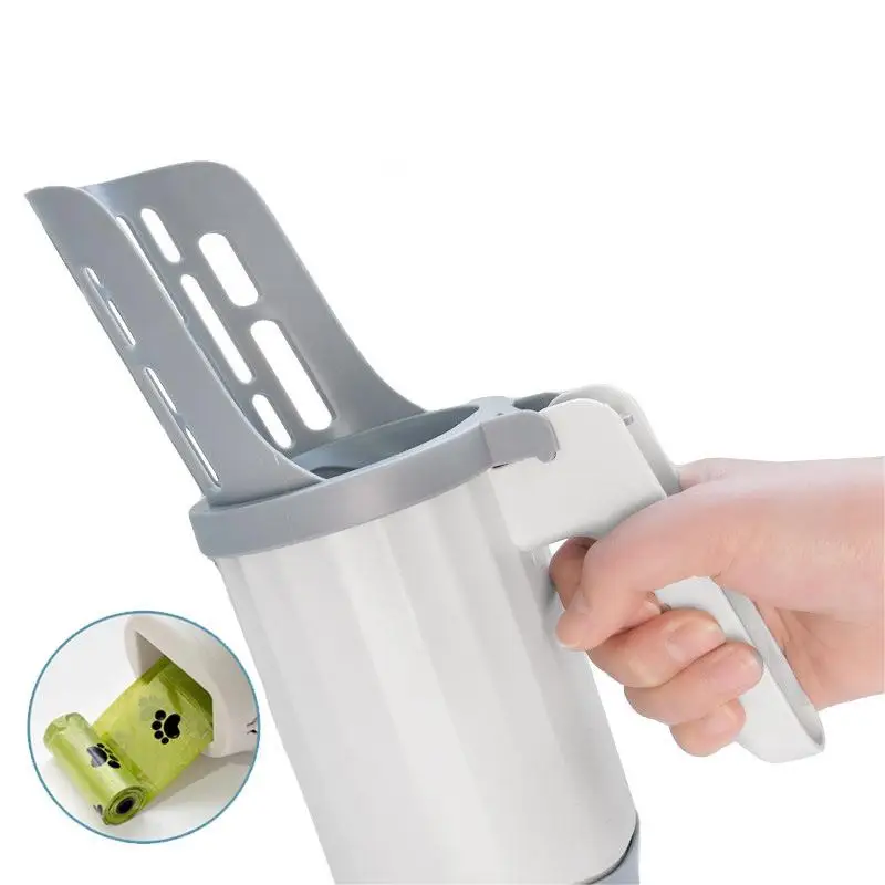 Plastic Cat Litter Scoop Fast Cat Poop Cleaning Hollow Cat Sand Integrated Shovel With Poop Bag