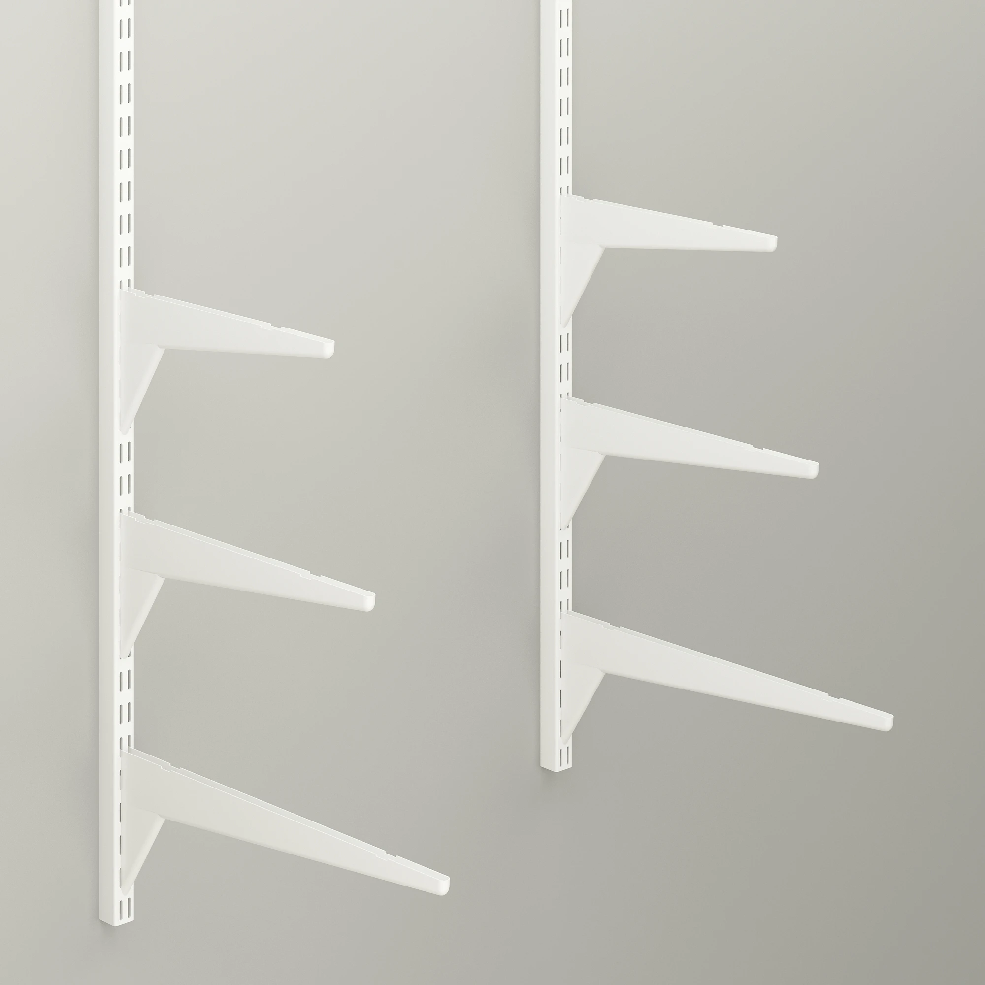 White Twin Slot upright shelving Bracket Wall Mounted Shelf Bracket For Shelving