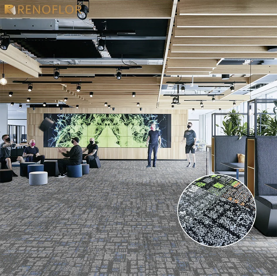 Luxury Commercial Office 50x50 Square Polypropylene Surface Bitumen Backing Office Room Interlocking Flooring Carpet Tiles