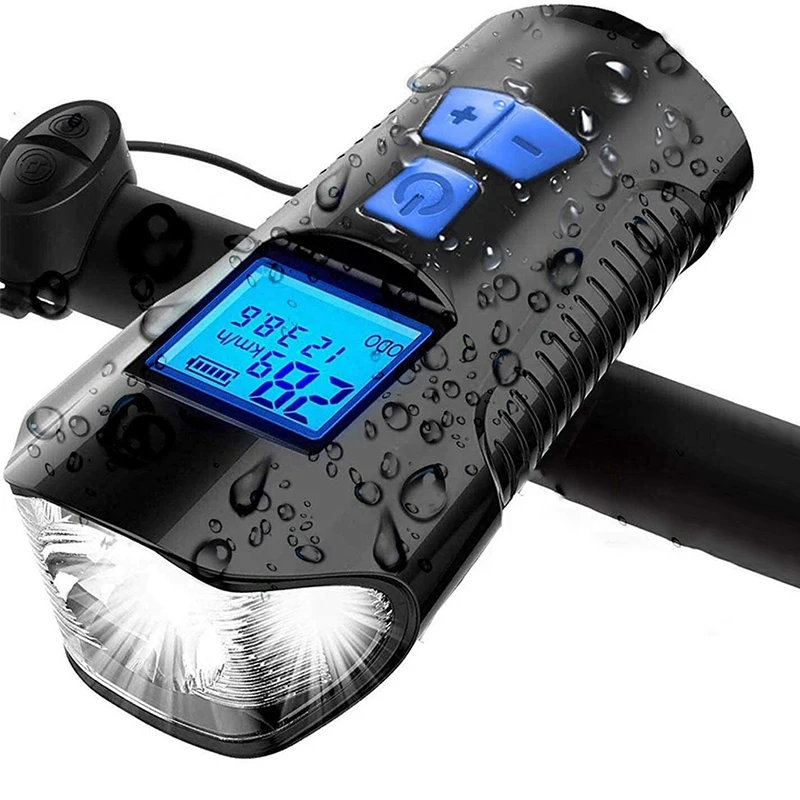 Велосипедная светодиодная передняя фара с звуковым сигналом, перезаряжаемый велосипедный фонарь с велосипедным компьютером, спидометр, одометр