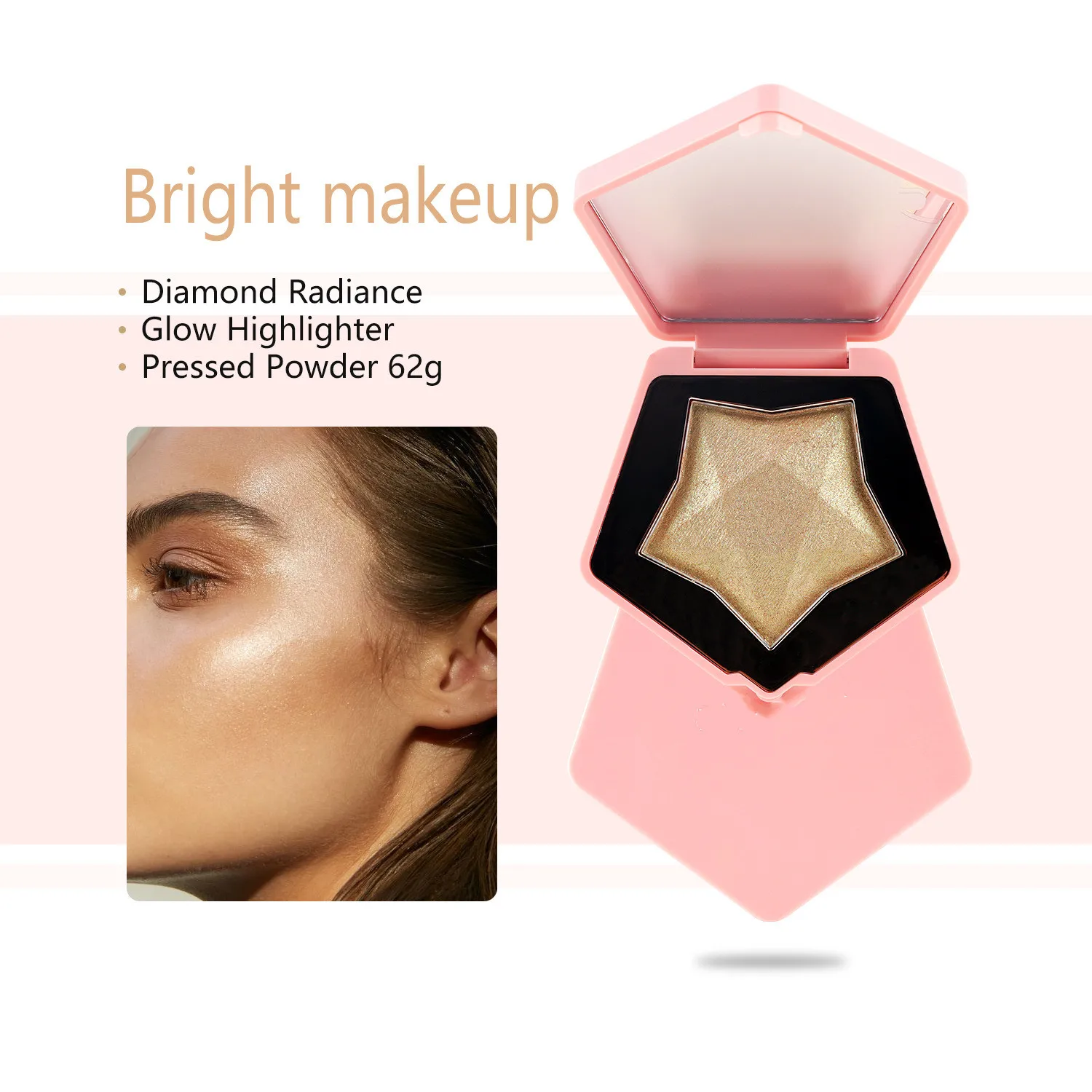 Private Label  Glitter Highlighter Star Shape Highlighting Powder Makeup Blush Highlighter Makeup