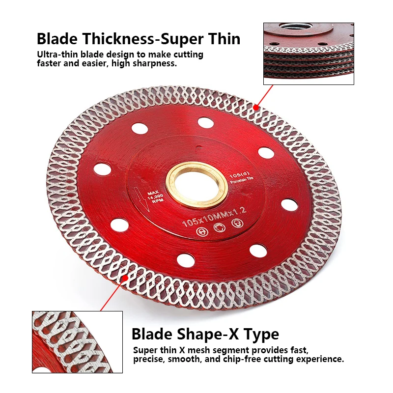 4.5 Inch Multipurpose Wet Dry Diamond Cutting Disc Reinforced Circular Diamond Saw Blade for Cutting Stone Concrete Tile