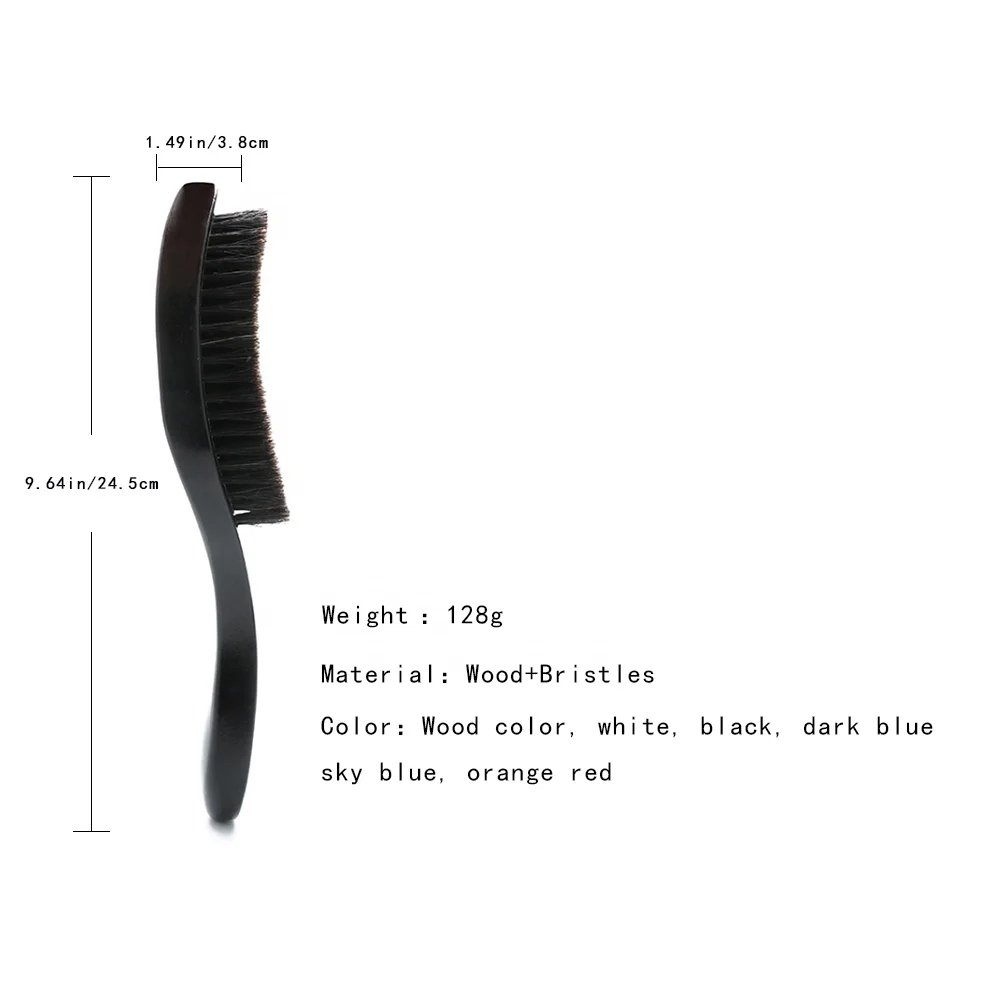 Wholesale 100%  boar bristle 360 curved hard custom hair wave brush man beard brush