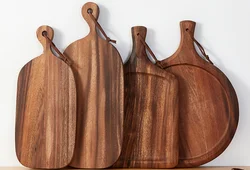 Brown Large Acacia Wood Pizza Peel/Cutting Board/Serving Tray/Paddle Serving Boards with Handle for Pizzas,Vegetables& Chees