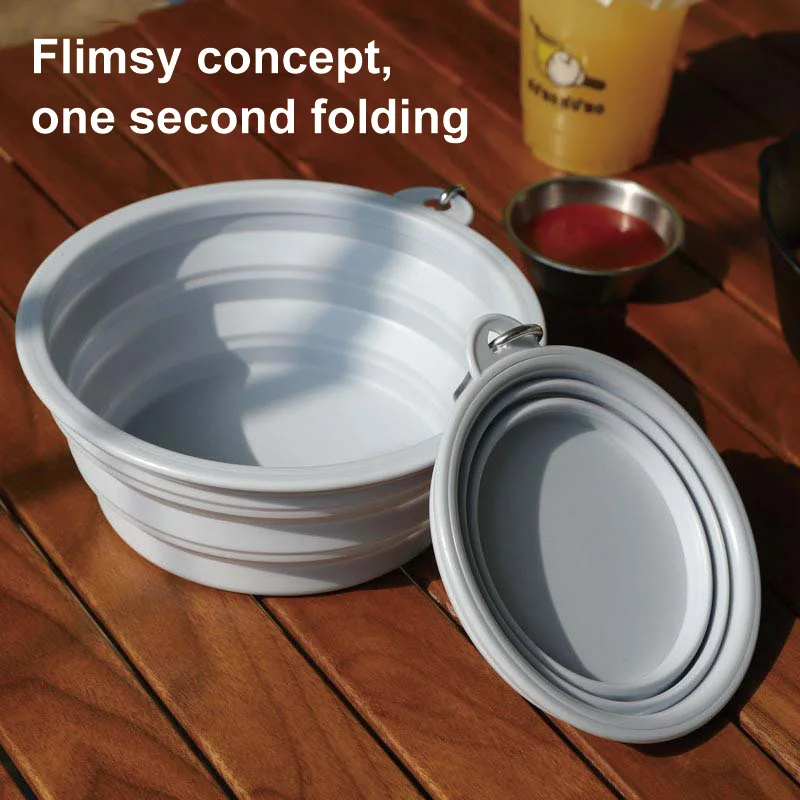 Custom 350ml Pet Portable Folding Bowl Outdoor Cat and Dog Drinking Silicone Folding Bowl for Walking Hiking Camping