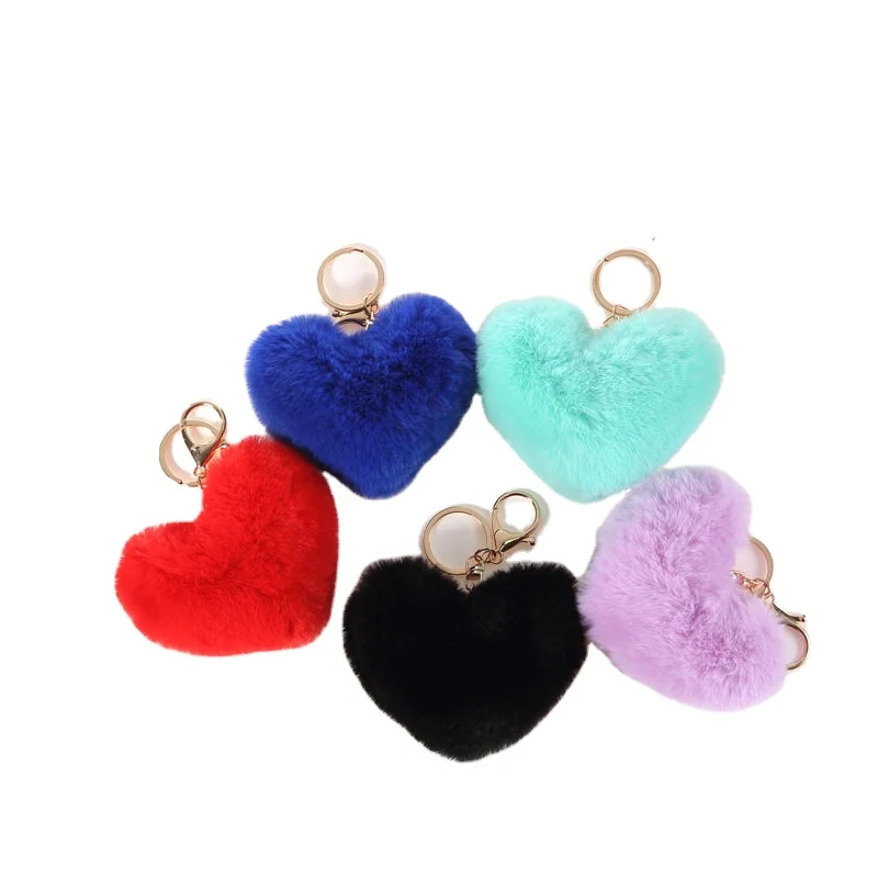 
New fashion colorful faux fur love ornaments beautiful and cute bag pendants  (1600219853488)
