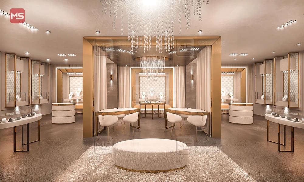 Tempered Glass Jewelry Showcase LED Lighting Jewelry Store Display Counter Fixtures Jewelry Shop Furniture