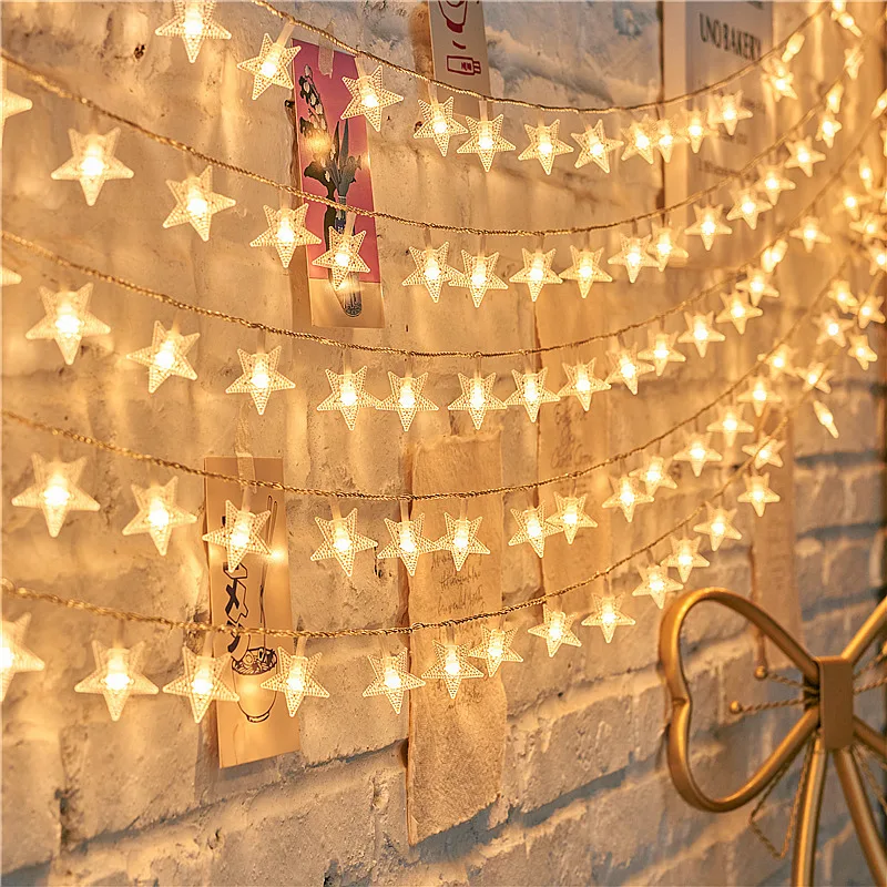 Outdoor led christmas star night string light led star shape led string lights christmas curtain lights stars