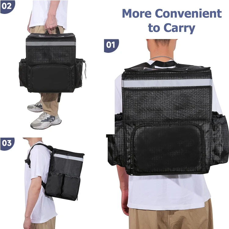Bike transport 2 dividers insulated food delivery bag motorcycle bike backpack food delivery with cup holders