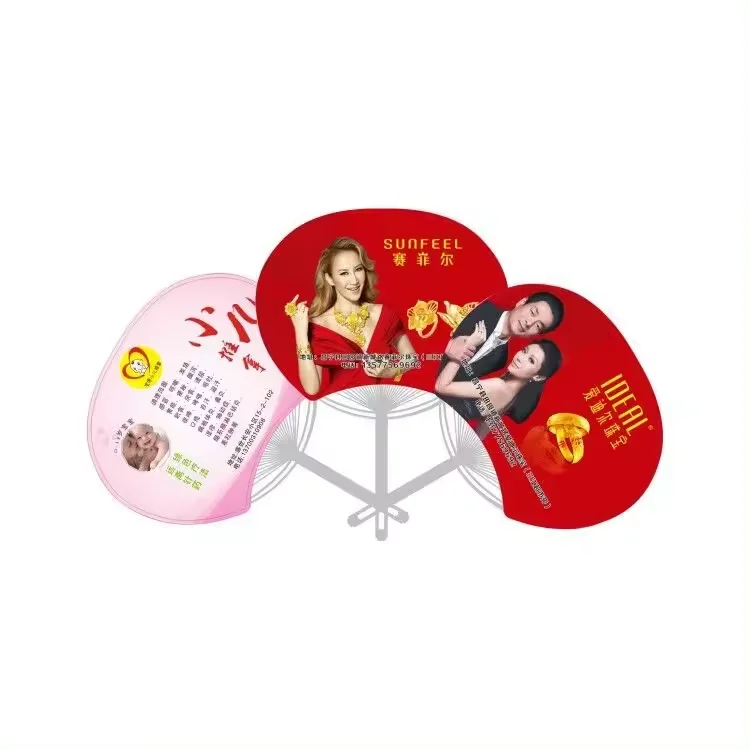 Customized Shape Custom Cmyk Printed Folding PP Plastic Fan For Advertisement Promotional Gift Handfan Custom Plastic Hand Fan