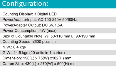 Mini portable bill counting machine money counter small currency counter multi currency