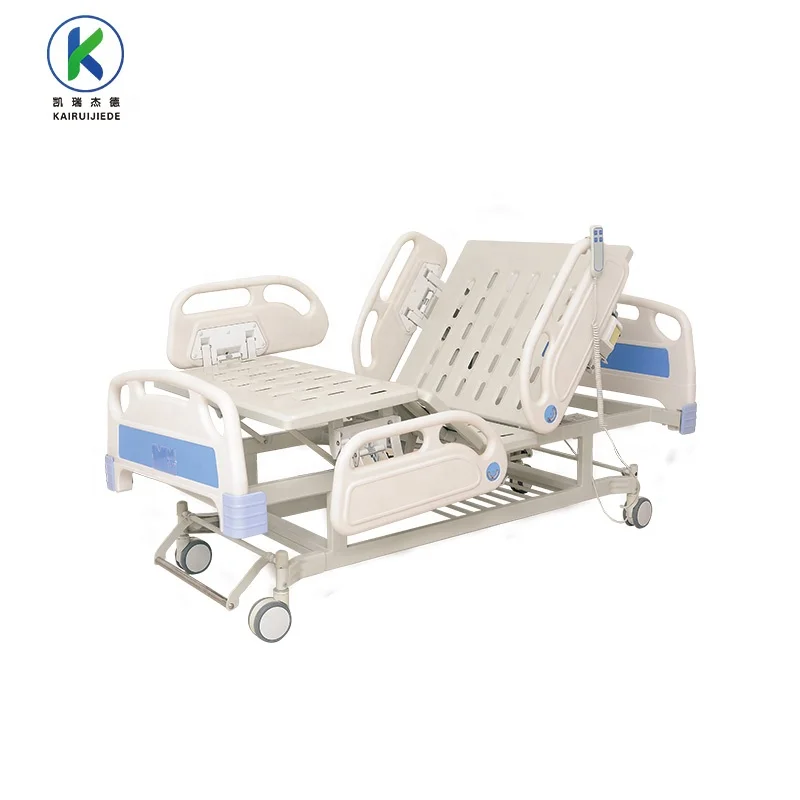 Jiede Medical consumables medical furniture two function electric hospital bed for patients with side rail central locking caste