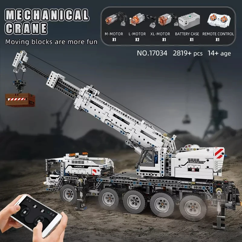HW Technical Engineering Toys Building Blocks Christmas Gift Motor Power Mobile Crane Mk II Truck Model MOC Bricks 2819pcs