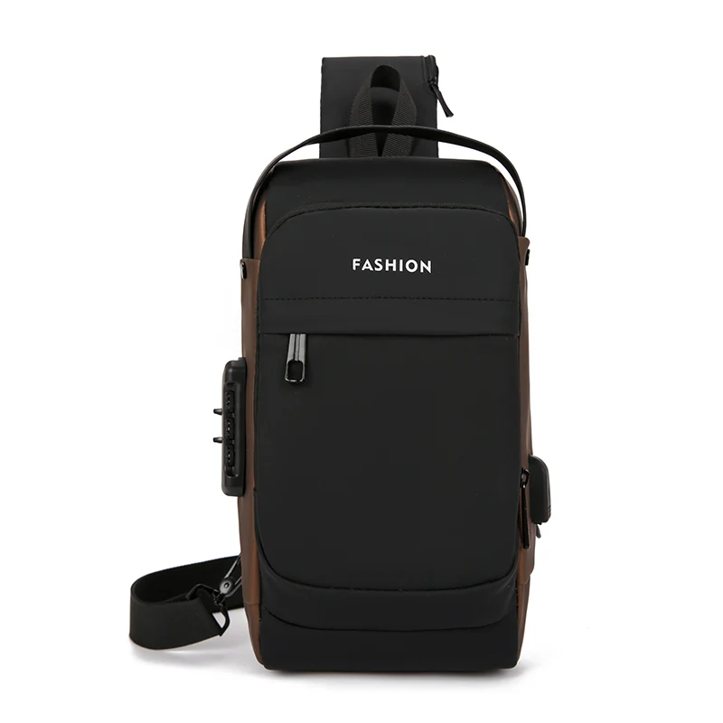 Custom Logo Casual Fashion Sport Riding Hiking Camping Small Crossbody Shoulder Sling Side Waterproof Nylon Chest Bag for Men
