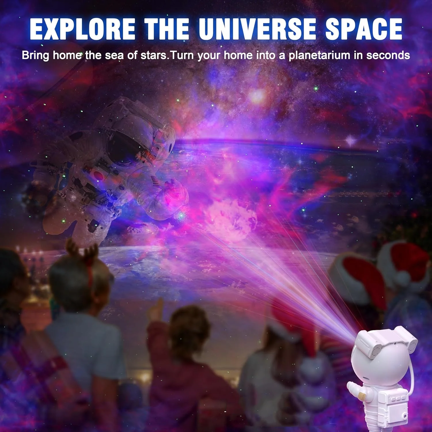 Space Astronaut Projector Lamp Bedroom Laser Projection Ambient Light Remote Control Timer Star Projector Light