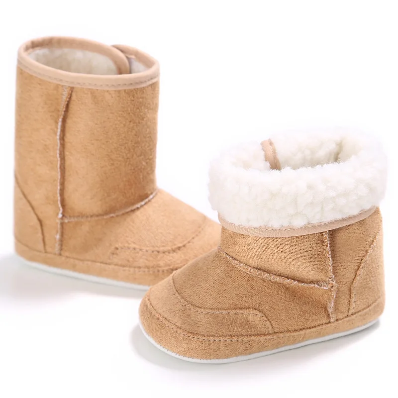 Newborn Infant Baby Girls Snow Boots Winter Warm Baby Shoes Solid Button Plush Ankle Boots 0-18M