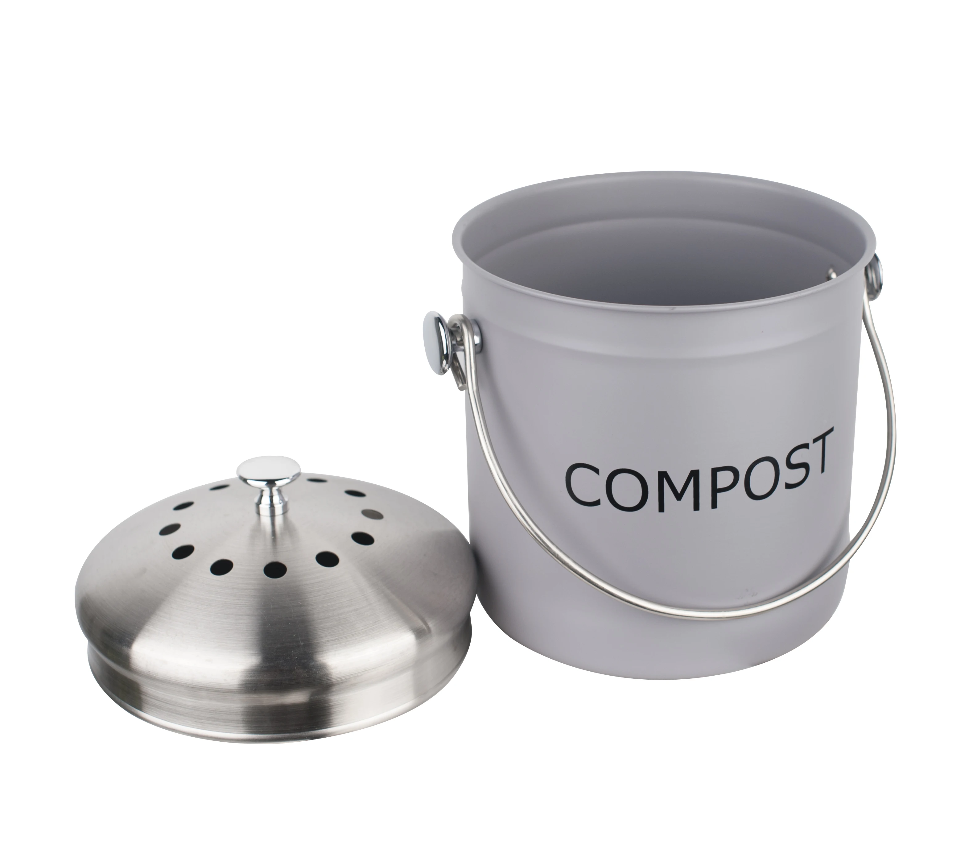 
hotsale 304 Stainless Steel compost bin Stainless Steel Odourless Food Waste Caddy Compost Bin for Kitchen Worktop 