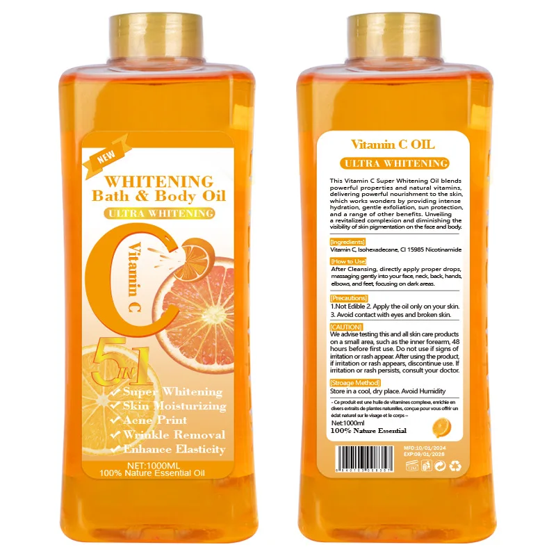 1L Large Turmeric Oil VC Compact Moisturizing Base with Organic Argan Oil OEM Supply Skin Whitening Massage Spa Essential Oil